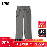 森马（Semir）森马休闲裤女纯棉阔腿裤甜酷2023冬纯色工装裤潮酷 深灰20901 28