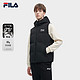  FILA 斐乐 男士羽绒马甲休闲简约字母连帽外套保暖上衣 正黑色-BK 170/92A/M　