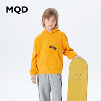 马骑顿 MQD童装男大童23冬基础百搭加绒学院风连帽卫衣 中黄 130cm