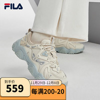FILA 斐乐女鞋复古运动鞋季猫爪鞋4代休闲鞋老爹鞋 白芦笋/乳白色-WO 37.5