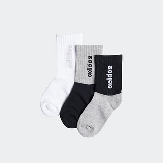 adidas阿迪达斯男大童儿童运动袜子IS0102 黑色/中麻灰/白 XS