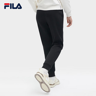 FILA 斐乐女士针织长裤时尚休闲舒适加绒运动裤 正黑色-BK 170/70A/L