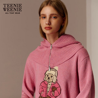 Teenie Weenie小熊20时髦帽子款套头毛衣针织衫保暖女 粉色 170/L