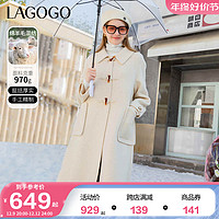 La·go·go 拉谷谷 Lagogo拉谷谷2023冬季新款小众双面呢牛角扣大衣外套女气质中长款