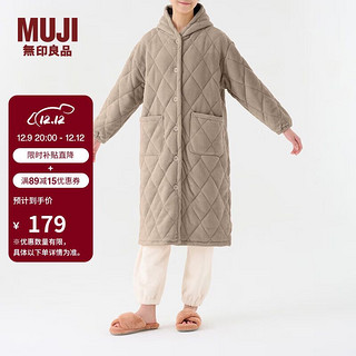 MUJI 無印良品 无印良品（MUJI）女式绗缝家居长袍家居服睡衣睡袍冬季夹棉保暖三层夹棉FD07CC3A 灰棕色 S-M(160/84A)