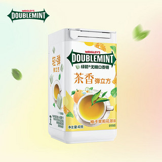 DOUBLEMINT 绿箭 无糖口香糖弹立方 办公室休闲零食清新口气（新旧包装随机发） 茉莉花茶味18粒单品装