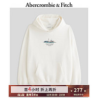 Abercrombie & Fitch 男装女装 秋冬通勤运动宽松美式复古logo连帽卫衣 KI122-3790 米白色 S (175/92A)