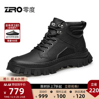 零度Zero男鞋冬保暖舒适休闲皮靴耐磨防滑户外马丁靴子男 黑色 38