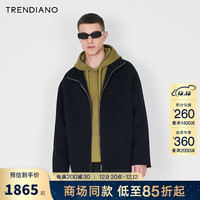 TRENDIANO 坎车锁边立领国风绣花外套男潮 黑色090 M