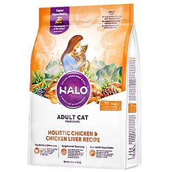 HALO 自然光环 鸡肉&鸡肝味全价成猫粮4.54kg