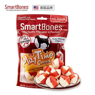 SmartBones 狗狗磨牙棒狗咬胶消化性狗零食成犬幼犬洁齿骨洁齿棒 迷你双色编织球（鸡肉味）-10支装