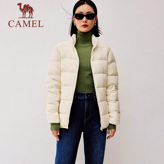 骆驼 CAMEL羽绒服【小虫联名】女装轻薄短款90白鸭绒羽绒外套女士 TE3XYR008，玫瑰粉，女 XXL