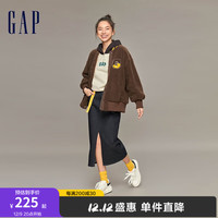 Gap女装冬季2023新LOGO宽松法式圈织软抓绒卫衣889795保暖连帽衫 黑白拼接 170/88A(L)亚洲尺码