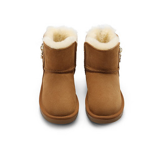 BeLLE 百丽 童鞋舒适保暖雪地靴加绒短筒靴T2308D93 棕色 35