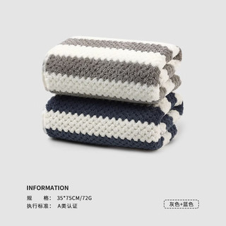 毛巾洗脸巾 灰色+蓝色