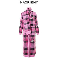 MAXRIENY Hello Kitty联名系列 女士V领针织衫 MC88JA819 粉格纹 L