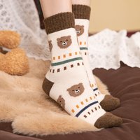 卡拉美拉 Caramella袜子女秋冬羊毛袜女加厚地板袜月子袜保暖中筒袜睡眠袜