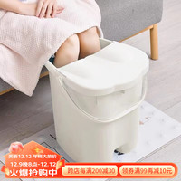 芙昕泡脚桶过小腿高深加厚洗脚桶家用塑料过膝泡脚盆足浴保温洗脚盆 大号有盖【41CM加高款】带按摩轮