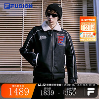 FILA FUSION斐乐潮牌男装外套时尚休闲仿羊羔绒上衣 正黑色-BK 170/92A/M