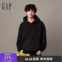 Gap男装冬季2023LOGO法式圈织软卫衣厚841208宽松运动连帽衫 黑色 180100A(XL) 亚洲尺码