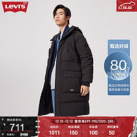 Levi's李维斯男士中长款羽绒服黑色显瘦保暖厚外套潮流休闲百搭 黑色 M