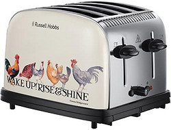 Russell Hobbs 领豪 25780 Emma Bridgewater 4 片烤面包机 - Rise & Shine Hen's 带宽槽和独立