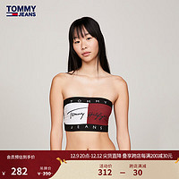 TOMMY JEANS女装街头拼色签字印花内搭抹胸款内衣UW0UW04674 黑色BDS XS