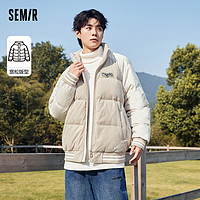 Semir 森马 男羽绒服冬季潮流款撞色棒球服美式复古外套校园时尚加厚上衣