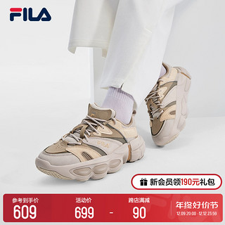 FILA 斐乐 女鞋ET WE复古运动鞋2023冬加绒异行鞋休闲鞋老爹鞋 银云灰/夏威夷果黄-SM 36