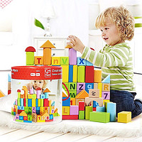 Hape 木质积木 大颗粒桶装木头宝宝拼装玩具1-3岁男孩女孩儿童 E8402 80粒桶装数字积木