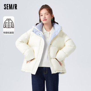 Semir 森马 羽绒服女连帽基础宽松百搭保暖面包服