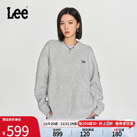 李 Lee 韩国设计宽松版多色圆领针织套头毛衣潮流LUT00638 灰色 XL
