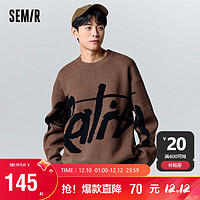 Semir 森马 套头毛衫男2023冬季潮酷大字母情侣毛衣宽松圆领上衣109723107205