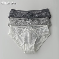 Christies 4条内裤女蕾丝低腰性感镂空纯棉裤黑色系白色系少女款短裤透气春