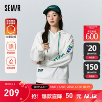 森马(Semir)永久联名卫衣女加绒插肩袖宽松2023冬字母上衣 本白10102 160/84A/M