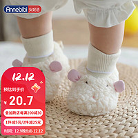 Annebibi 安妮蓓 婴儿鞋子0-1岁宝宝脚套地板袜软底学步鞋保暖鞋袜AN2070 白12cm