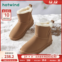 热风冬季女士时尚休闲靴韩版加绒加厚棉鞋防滑雪地靴 02棕色 37(正码)