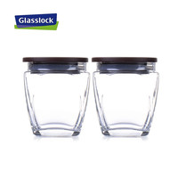 Glasslock三光云彩 玻璃罐带盖杂粮储物收纳茶叶罐糖果罐食品密封罐 350ml*2(盖子带硅胶圈