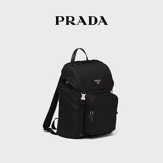 PRADA 普拉达 再生尼龙和皮革双肩包背包 黑色