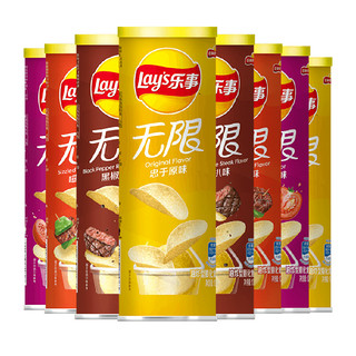 88VIP：Lay's 乐事 无限罐装薯片桶装104g×8罐零食小吃露营踏青