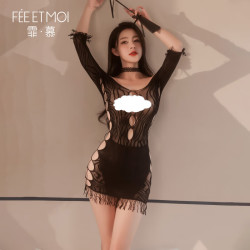 Fee et moi 霏慕 情趣内衣一字肩睡裙 黑 均码