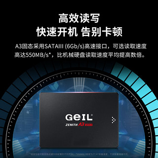 GeIL金邦A3 SSD固态硬盘sata3.0接口 高速读取台式机笔记本加装扩容2.5英寸硬盘 A3 250G 标配