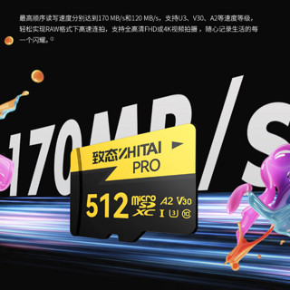 ZHITAI 致态 PRO专业高速 MicroSD存储卡 512GB（U3、A2、V30、class10）