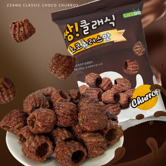 涞可 韩国进口巧克力味脆圈膨化零食休闲食品小吃零食下午茶点心80g