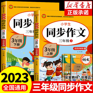 三年级同步作文上册下册人教版上 下小学语文阅读理解强化训练同步练字帖课外书必读四年级五六作文书大全小老师优秀作文选人教 【2册】三年级同步作文 上册+下册