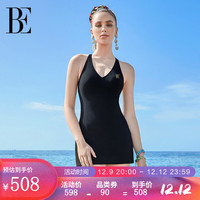 范德安（BALNEAIRE）小黑裙系列连体泳衣女性感吊带遮肚升级版 61598 黑色 S