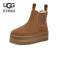 UGG 2023秋季女士休闲舒适纯色圆头厚底烟囱时尚切尔西短靴1134526