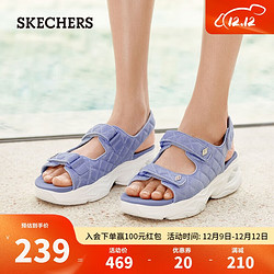 SKECHERS 斯凯奇 2023夏女士休闲厚底魔术贴凉鞋119849 薰衣草色/LAV 35