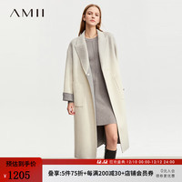 AMII2023冬时尚优雅羊毛兔毛双面呢女渐变色大衣外套 渐变灰 155/80A/S