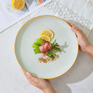 唯铭诺 北欧陶瓷盘家用菜盘饭盘西餐盘子 简墨10英寸牛排盘单个浅灰